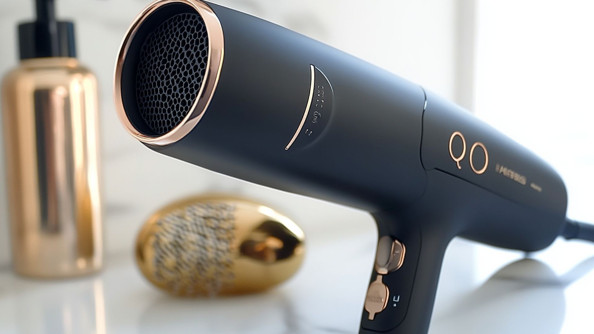 Woman styling hair using the SRI Q hair dryer at home