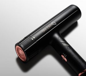 SRI Dry Q hair dryer sleek design on bathroom counter