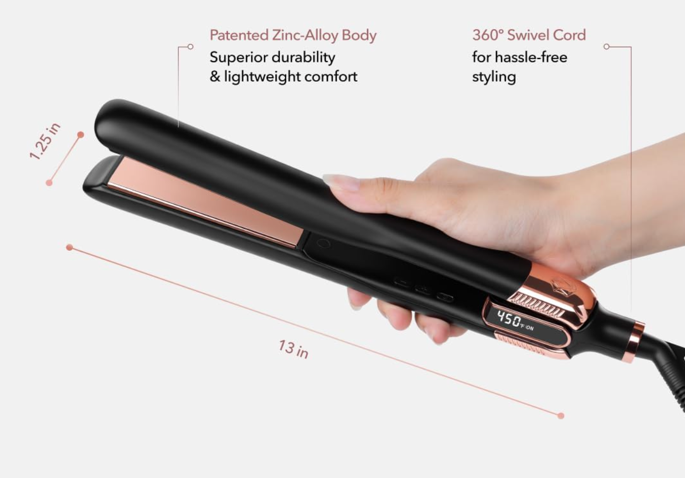 SRI flat iron delivering smooth styling and salon-level results